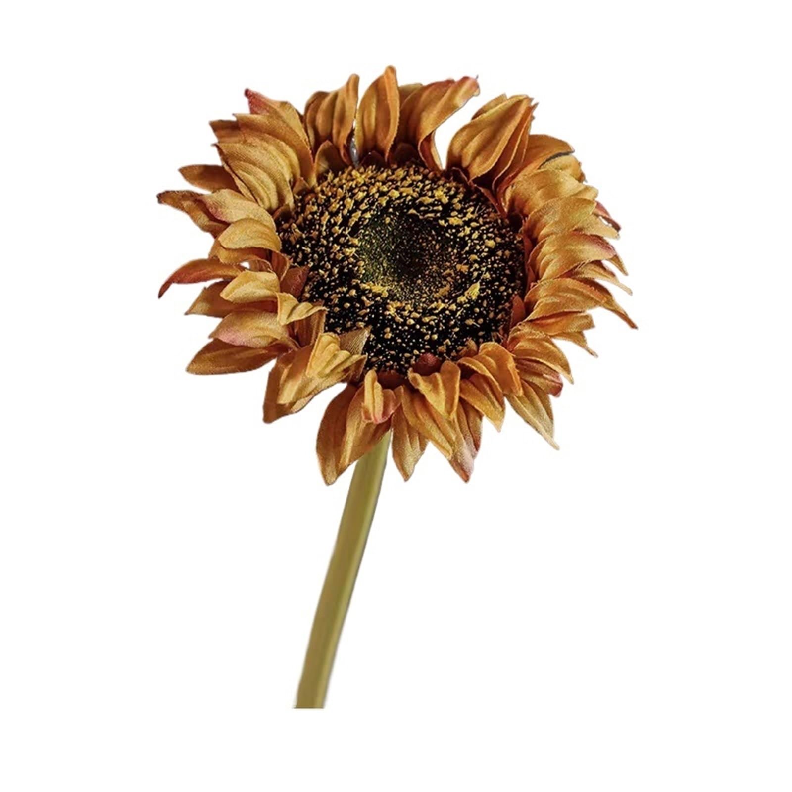 JUAKSQZYI Fake Flowers 5pcs Faux Sunflowers Fake Flowers Artificial Sunflowers Flower with Stems Bouquets Arrangement for Home Decor(Dark Yellow)
