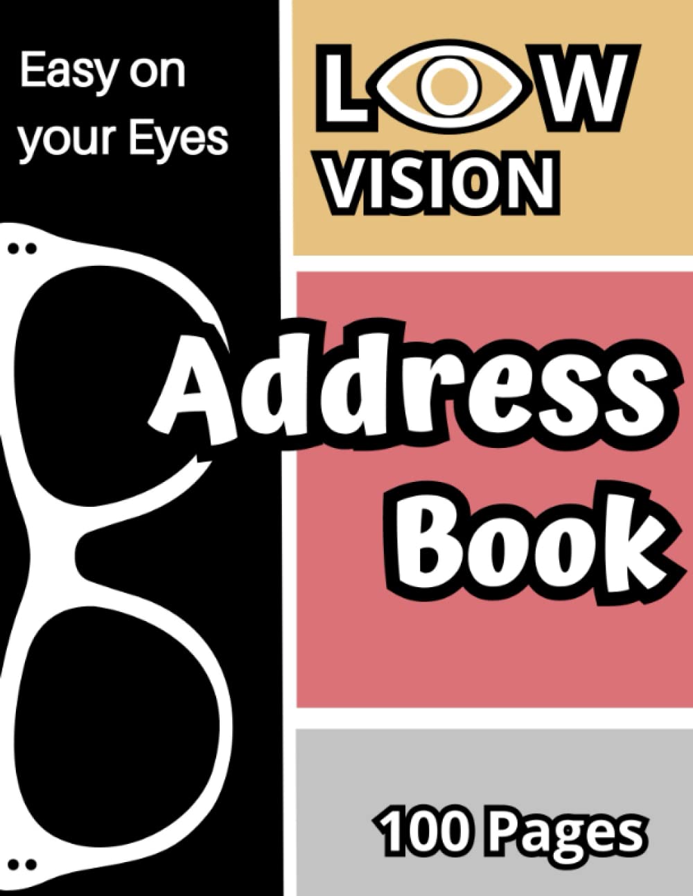 Low Vision Address Book 100 addresses pages useful for daily living of Visually Impaired and