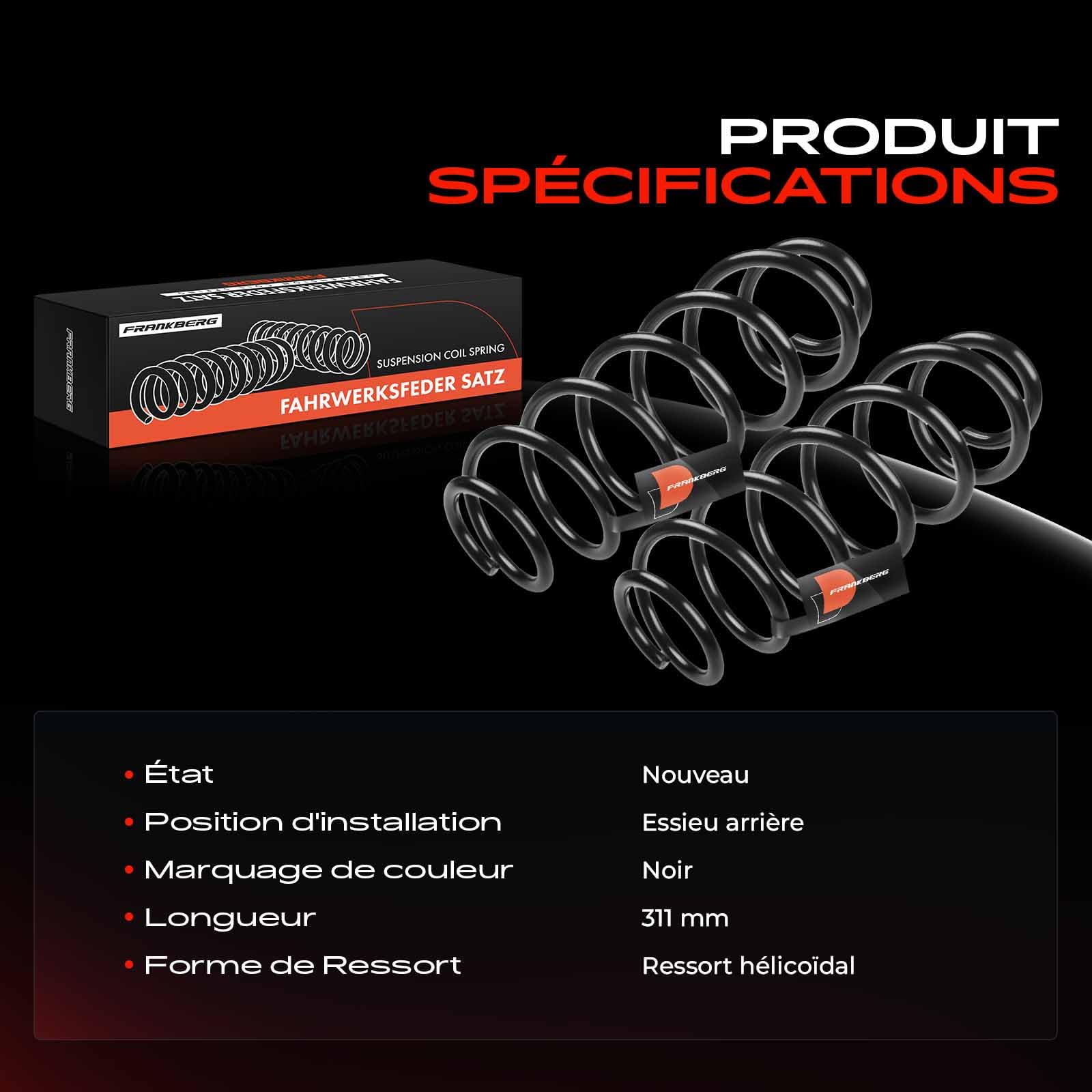 Frankberg 2 ressorts de suspension pour essieu arrière 5102CZ | Compatible avec: DS3 SA