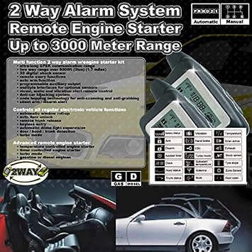 2 Way Car Truck Security Alarm with Remote Engine Start Fits All Car and Trucks
