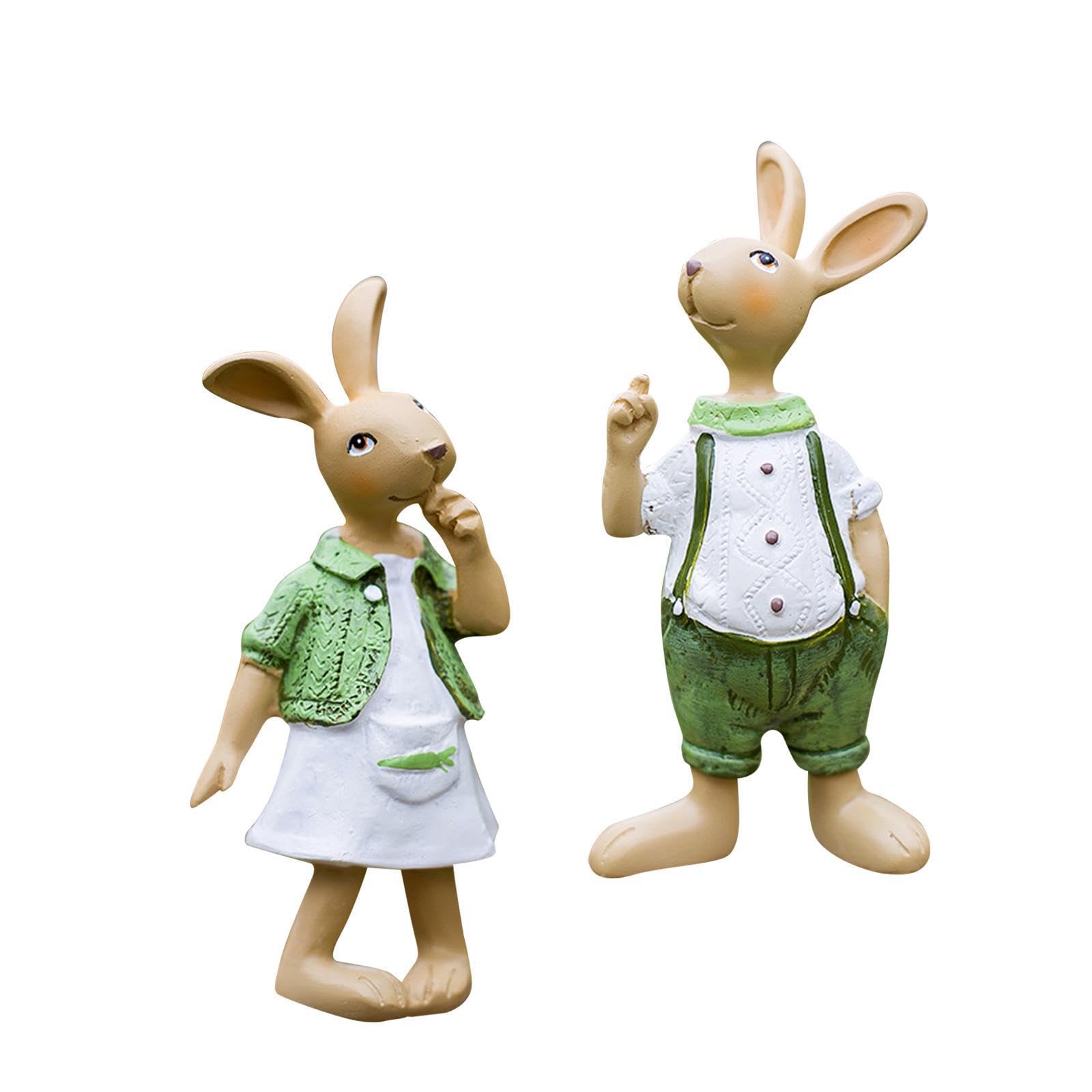 QUXVUIS Unique Bunny Statues For Garden Home Table Outdoor Decor Art Decoration Eye Catching Resin Sculptures Standing Bunny Sculpture Housewarming Gift