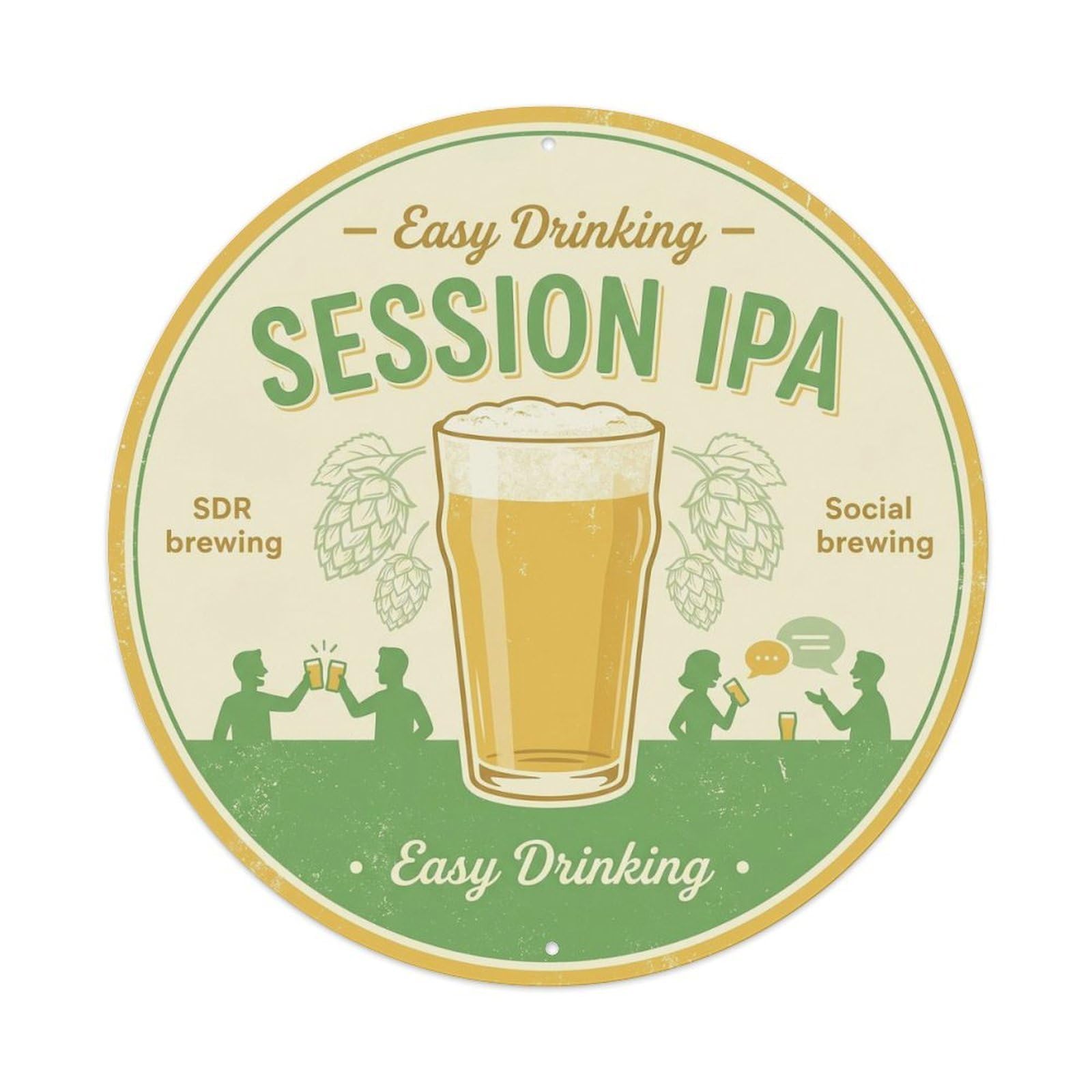 Session IPA Rustic Craft Beer Barrel Brew Hops Malt Metal Tin Sign
