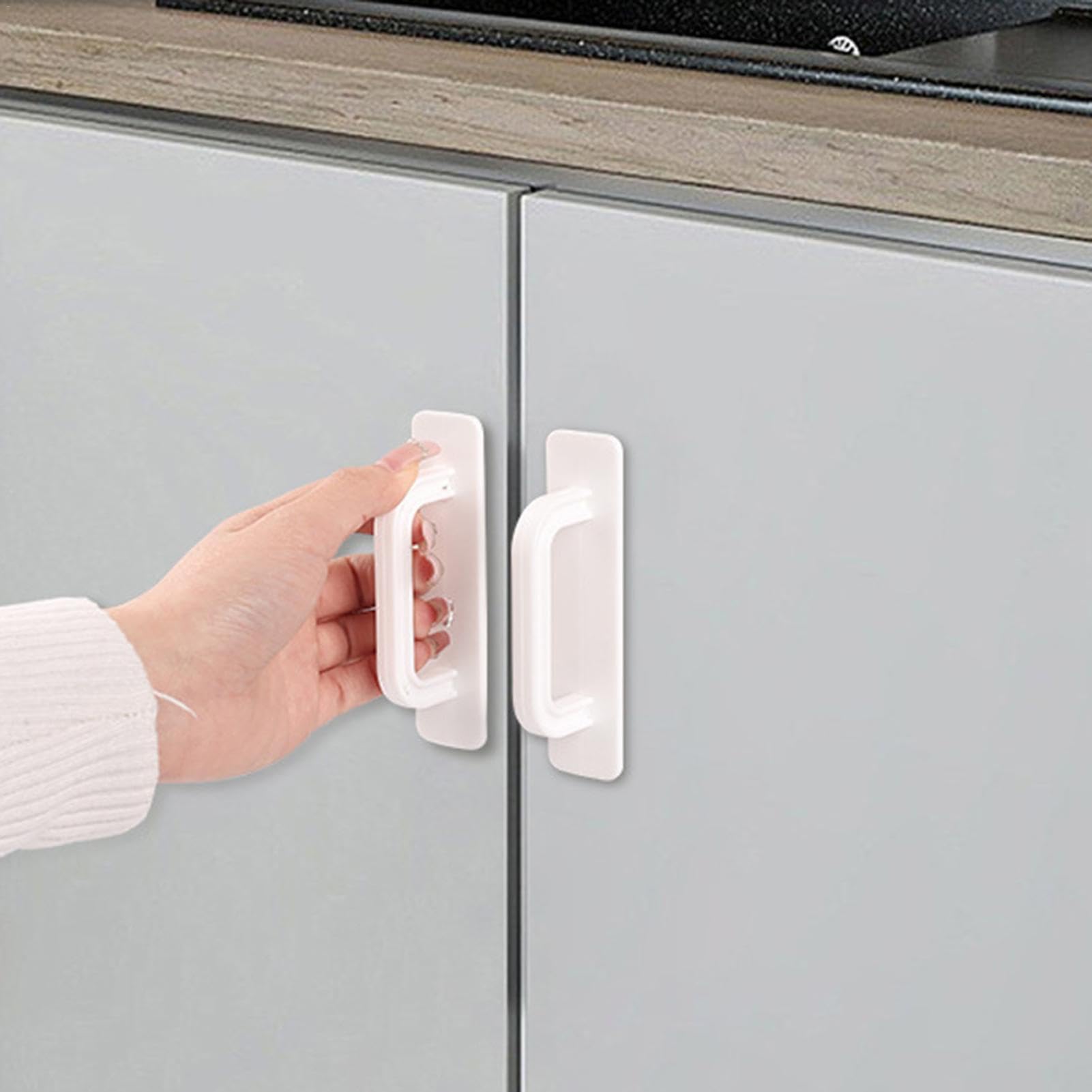 Zelfklevende handgreep zonder boren installatie keuken trekt raam glazen deurknop handvat schuifdeur meubels hardware handvat (kleur: zwart - rond
