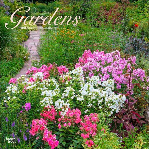 Gardens | 2026 12 x 24 Inch (Hanging) Monthly Square Wall Calendar | Foil Stamped Cover | Plastic-Free | BrownTrout | Outdoor Home Country Nature - image 1