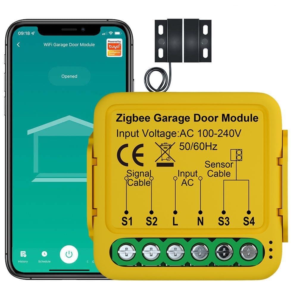 Jemora Tuya ZigBee Ouvre-porte Intelligent Module de contrôleur de porte de garage Télécommande de téléphone portable Tuya APP Contrôle compatible avec et Home pour la commande vocale