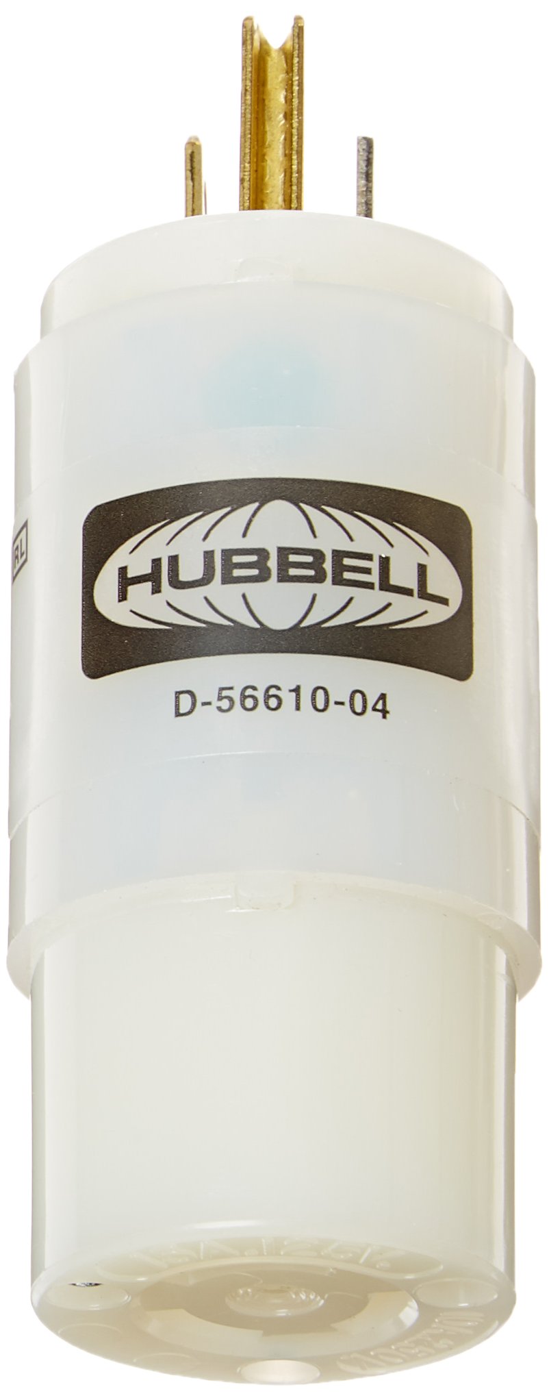 Hubbell 9054A Adapter, Nema 5-15P to 15A Non-Nema Locking, Black
