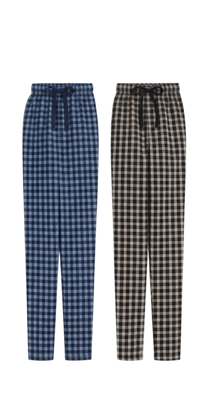 Men's Checkered Lounge Pyjamas | Micro Check Cotton Blend Pyjama Bottom | Adjustable Drawstring Waist | Comfortable Nightwear & Casual Home Wear-image-6