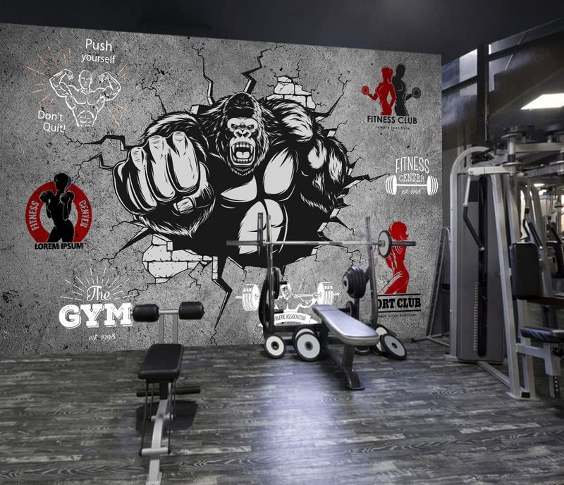 SIJIFACAICustom Size Wall Murals，Gorilla Fitness Bodybuilding Gym，Removable Peel and Stick Self-Adhesive Wall Murals Large Photo Wallpaper