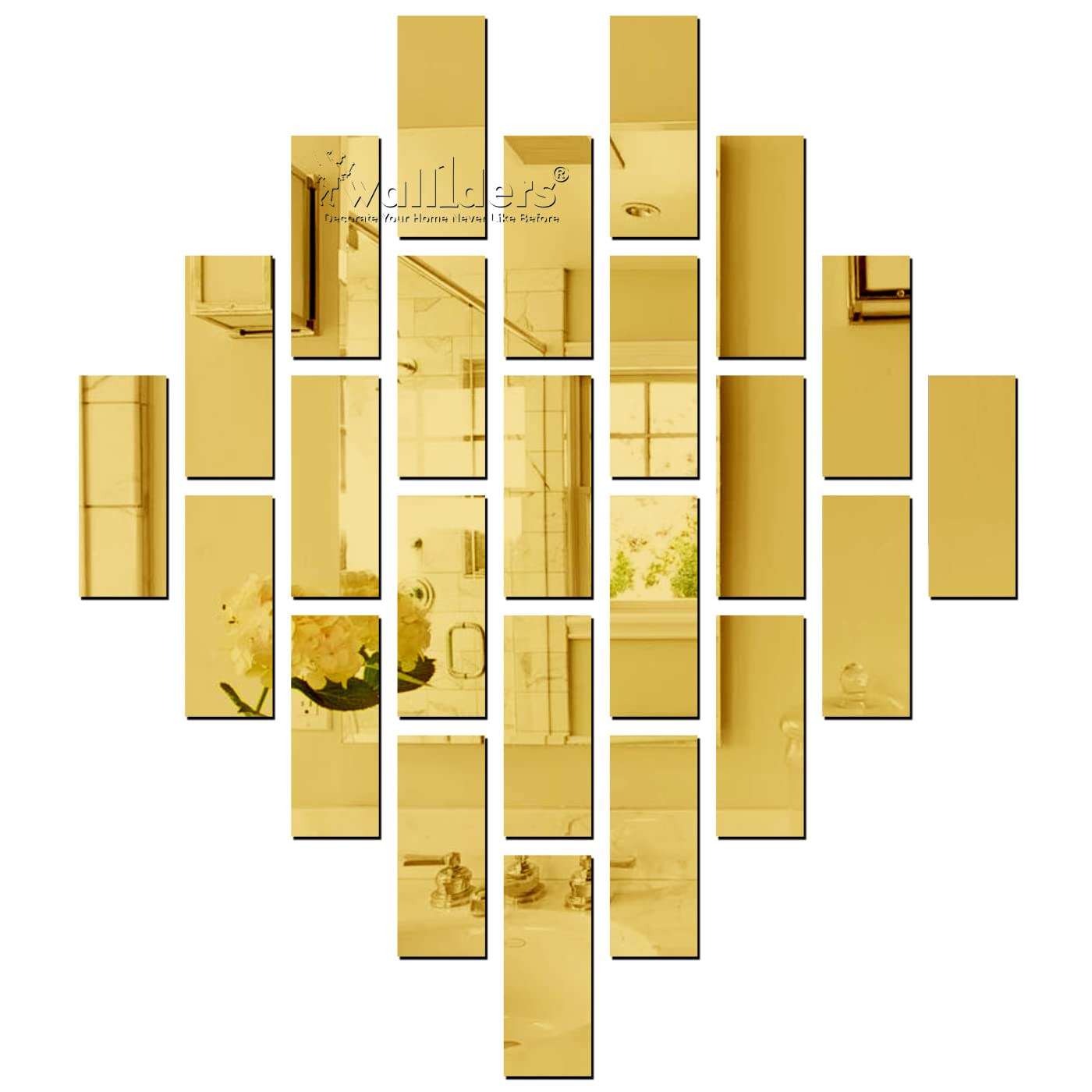 Wall1ders 24 Rectangle Mirror Stickers for Wall, Acrylic Mirror Wall Decor Sticker, Wall Mirror Stickers, Acrylic Stickers, Wall Stickers for Hall Room, Bed Room, Kitchen. (Golden1.5mm) (B0BPYHCBWG) Amazon Price History, Amazon Price Tracker