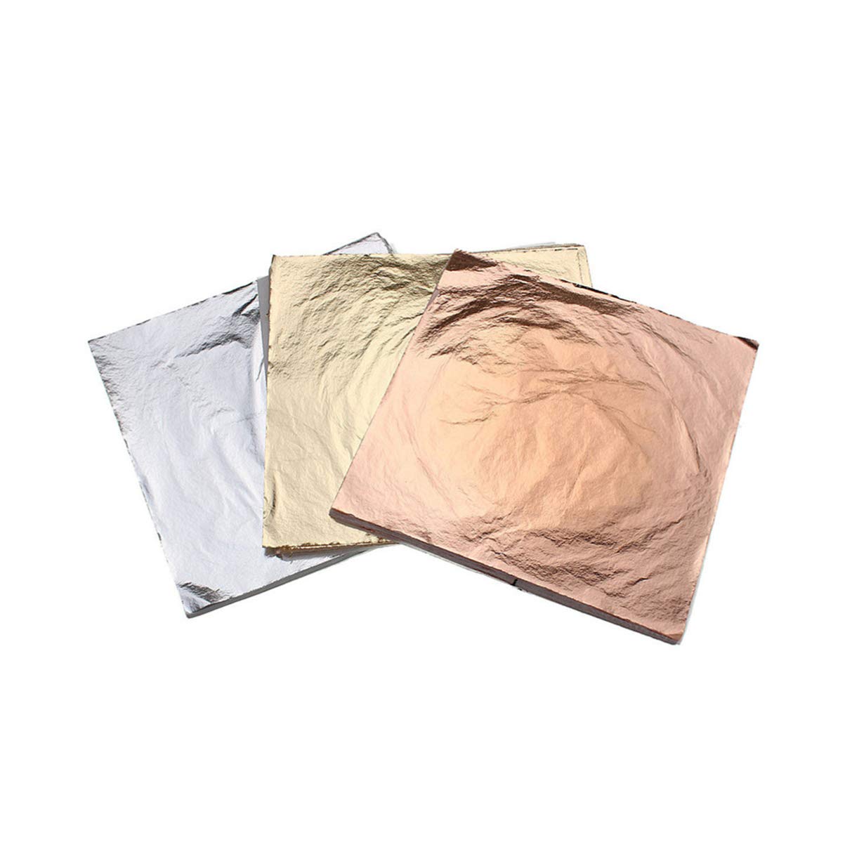 Operitacx 100pcs Copper Foil Decorative Stickers Foil Imitation Leaf for DIY Art Crafts Furniture Decoration 14x14cm Metal Material