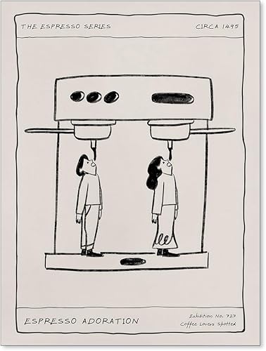 Póster de café expreso en blanco y negro, divertido arte de pared de cocina, impresiones en lienzo minimalista vintage para comedor, bar, carrito,