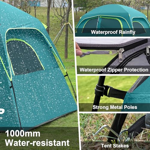 Image of CAMPROS CP Upgraded 6 /8 Person Camping Tents, Waterproof Windproof Family Tent with Larger Mesh Windows & Door, Double Layer, Easy Set Up, All-Season Dome Tent with Top Rainfly & Carry Bag