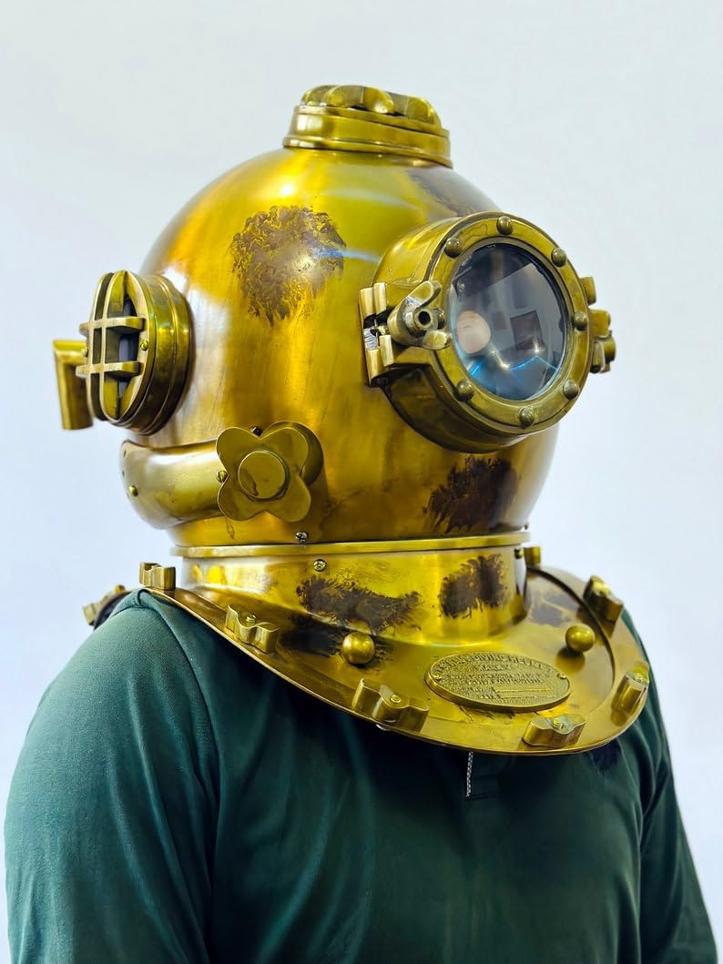 Commando Diving Helmet | Scuba Diving Helmet with Base | US Navy Mark V Diving Divers Helmet | 18" Deep Sea Nautical Diving Helmet