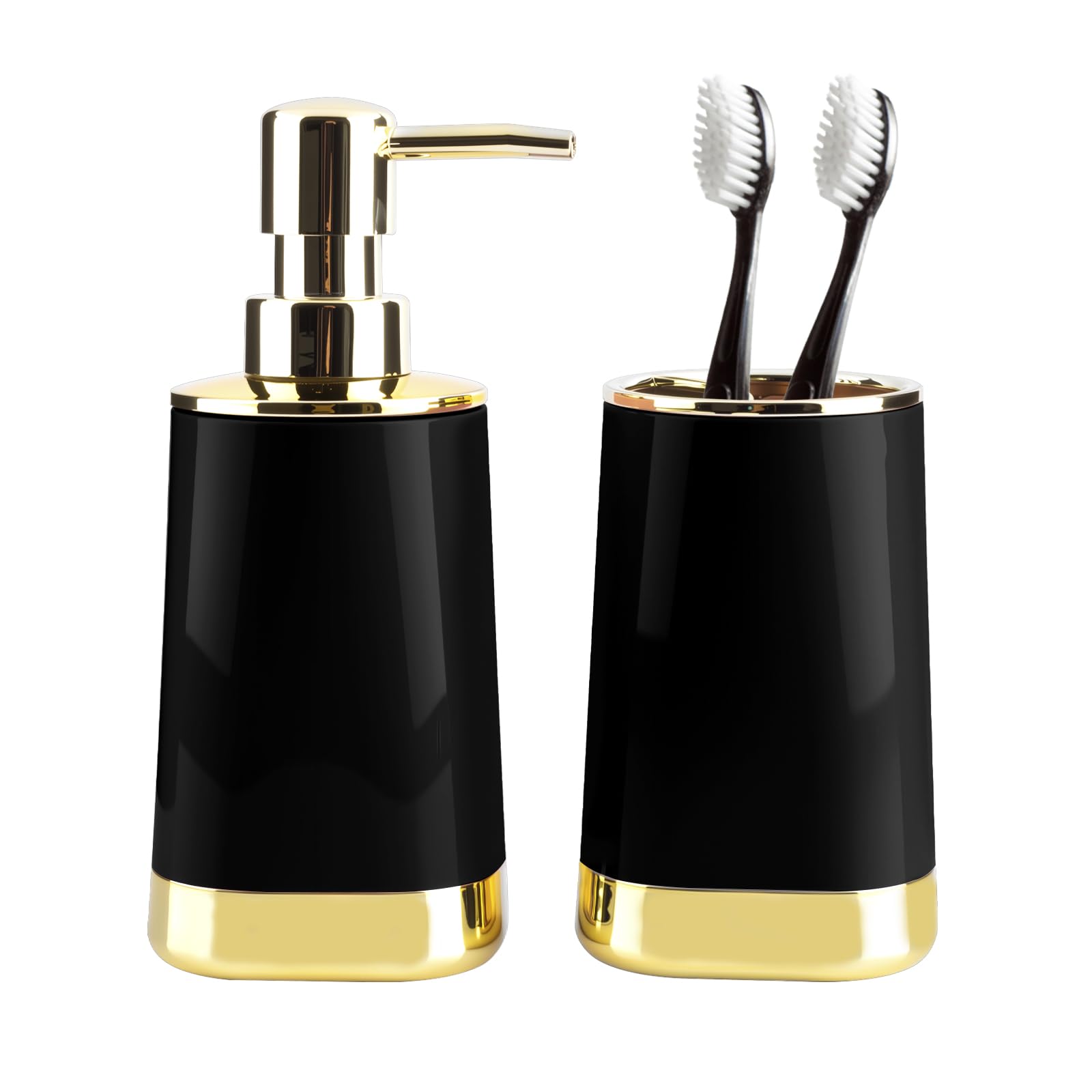 Photo 1 of 2PCS Bathroom Accessories Set, Black Soap Dispenser and Toothbrush Holder