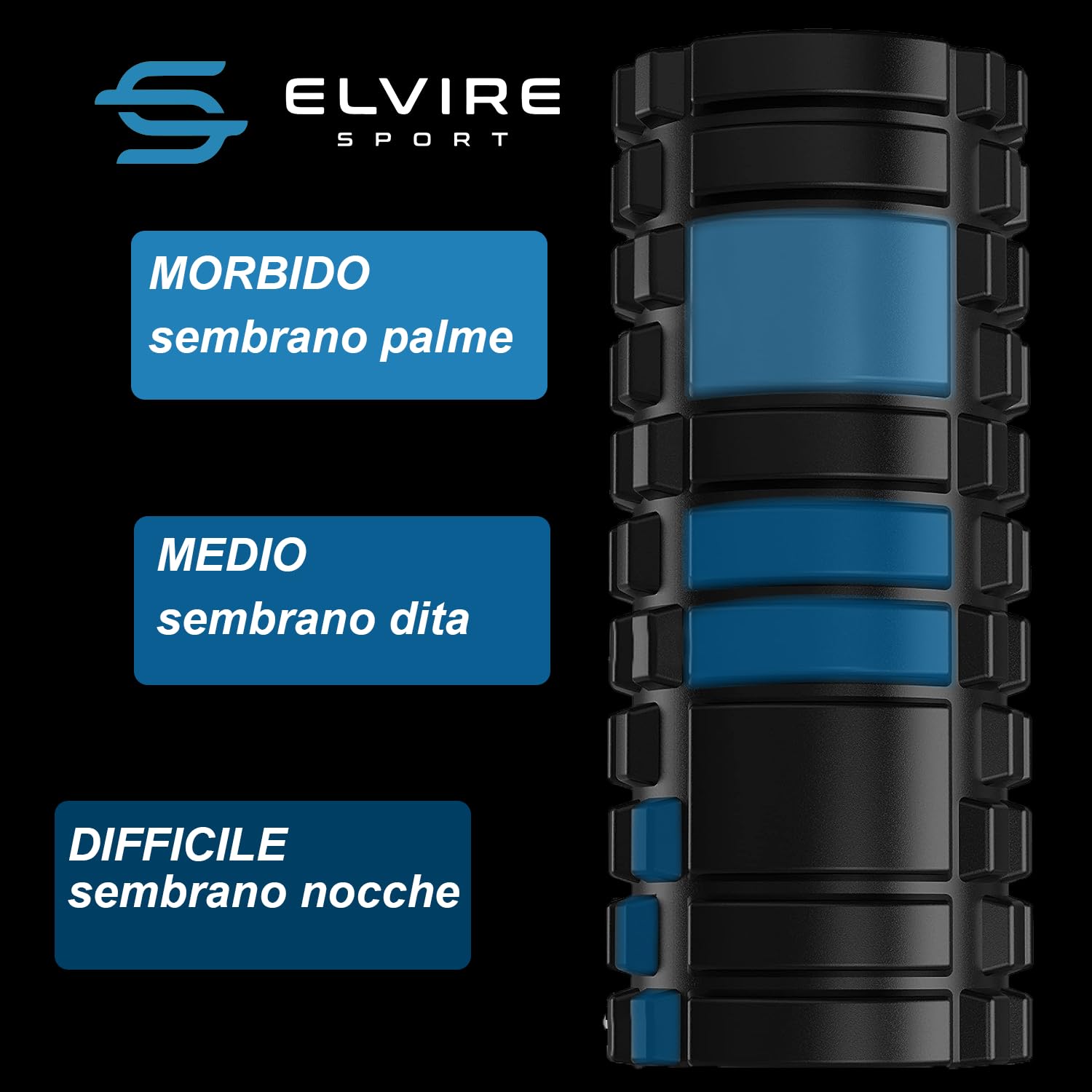 ELVIRE SPORT Foam Roller | Rullo, Palla Massaggio Muscolare per Tessuti Profondi, Schiena, Gambe, Piedi, Collo o Fascite Plantare