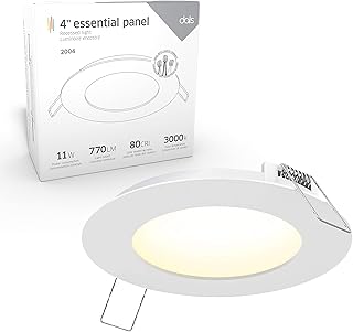 DALS 4 Inch Round Recessed Panel Light with Junction Box/Driver | 3000k Warm White | 11W, 770 Lumens | 360° Wide Spread | Dimmable Pot Light | Damp Rated | ETL Certified | White
