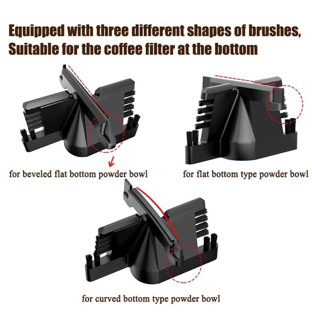 Kaffeesiebträger-Reinigungsbürste, elektrischer automatischer Bodenreiniger für Espressomaschinen, 58 mm Klopfbox-Reiniger mit 3 Bürstenformen für effektive Reinigung