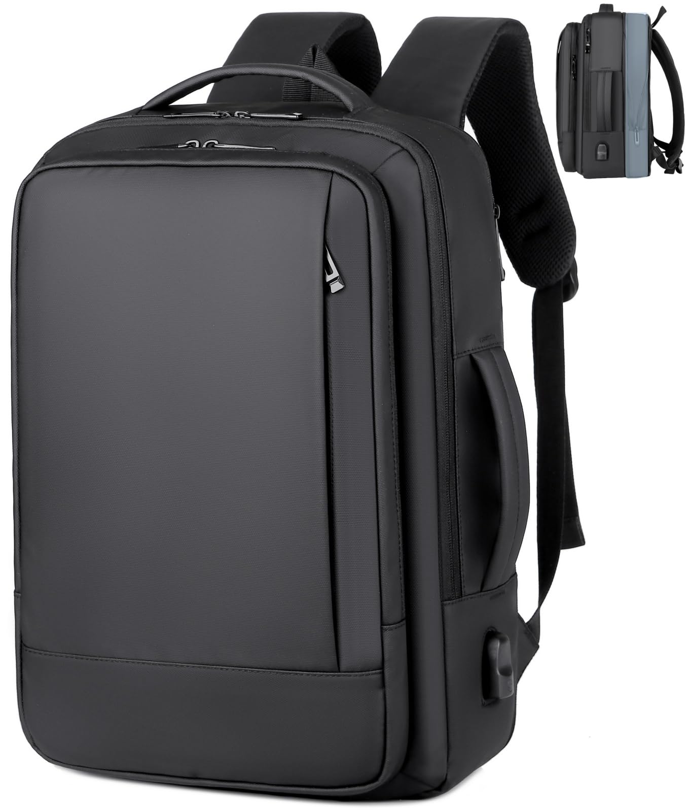 ORILOOSEN 17/15.6" Business laptop backpack, PU backpacks, Travel laptop backpack,carry on backpacks, Expandable backpack Men Women (01#Standard,