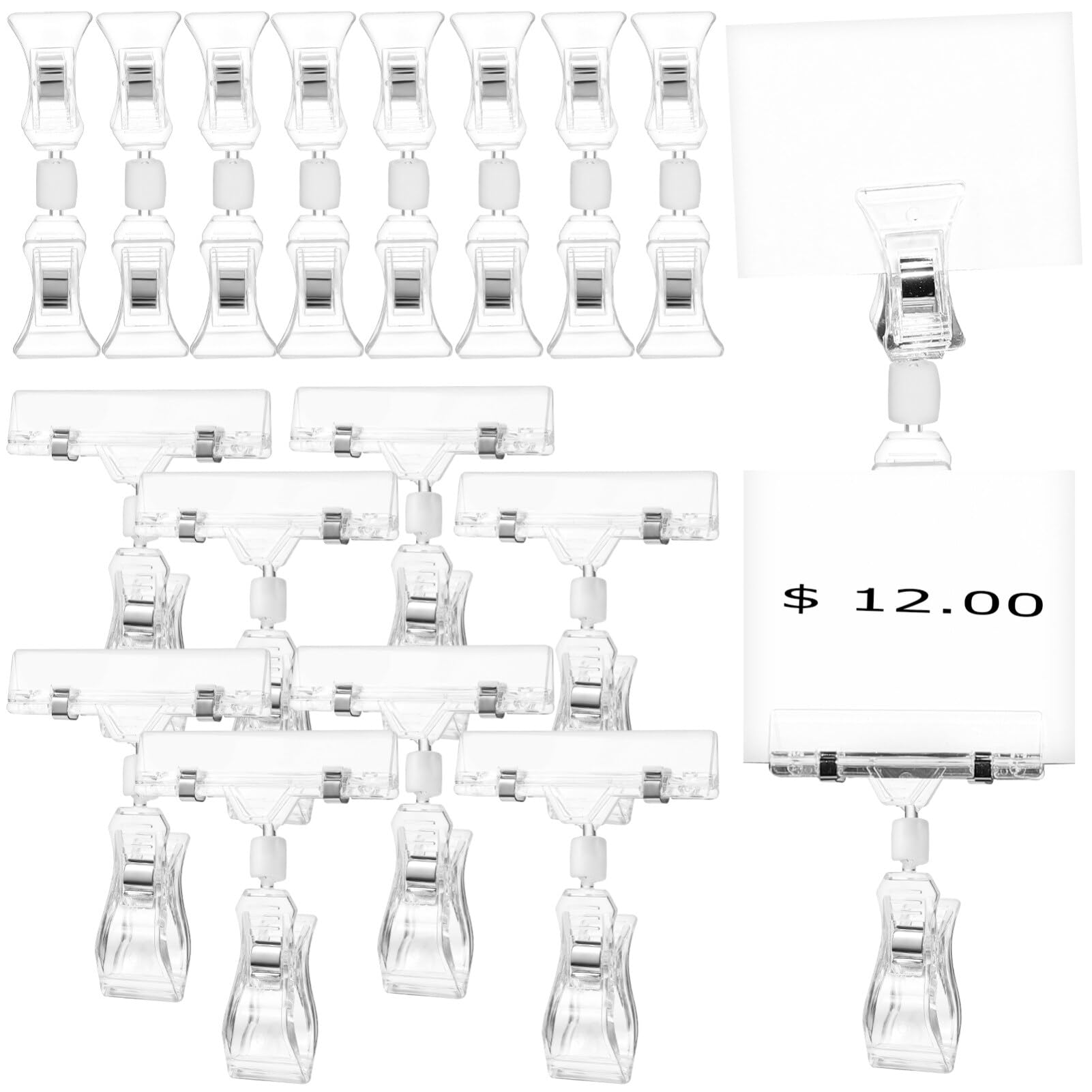 EXCEART 40pièces Supports Étiquettes Rotatifs Transparent Lot De Clips Affichage Pour Magasins Étiquettes De Prix Clips Plastiques Pour Marchandises Présentation Flexible Et Pratique