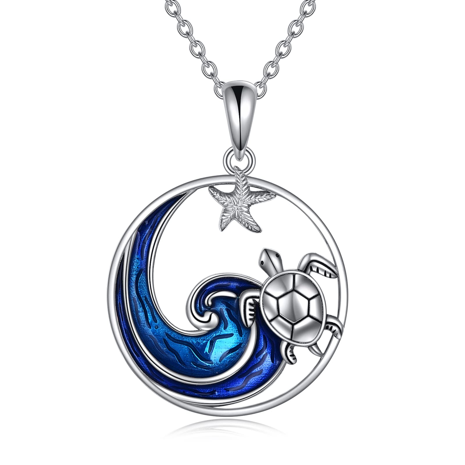 Collana in argento sterling 925 con tartaruga marina carina