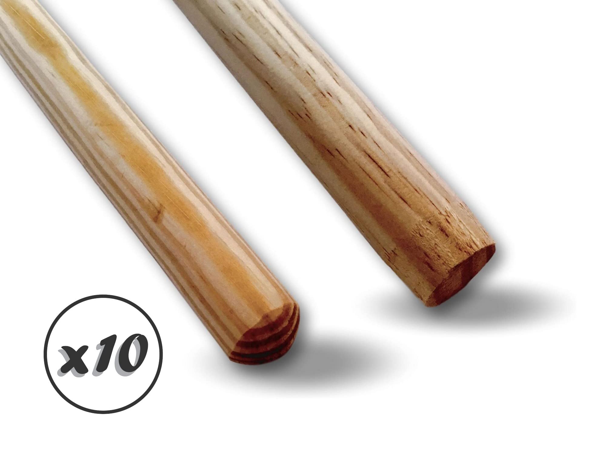 Lot de 10 manches bois lisse pour balais cantonnier et balais extérieur | Pour douille métal Ø 28mm | Longueur 1,40 mètre | Légèreté et robustesse | Kibros 2940x10