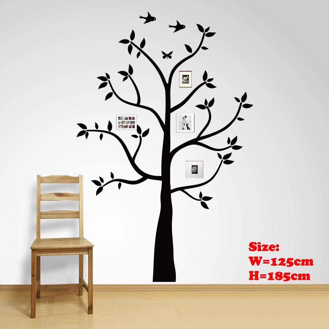 Family Tree Wall Decals Wall Sticker Removable Vinyl Mural Art Wall Stickers Kids Room Nursery Bedroom Living Room Decoration (185cmTall) (185X125cm)