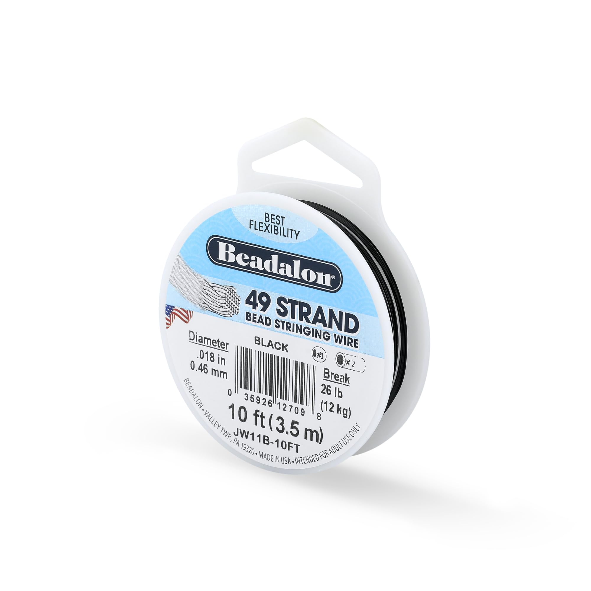 Fil de cordage Beadalon 49 brins acier inoxydable noir pour ateliers créatifs