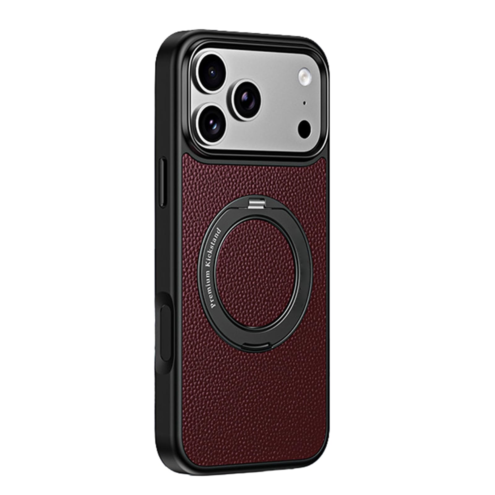 Magnetyczne etui do iPhone 17 Pro Max/17 Pro, regulowany uchwyt na pierścień skórzany pokrowiec handlowy Anti-fall, fioletowy, 17 Pro MAX