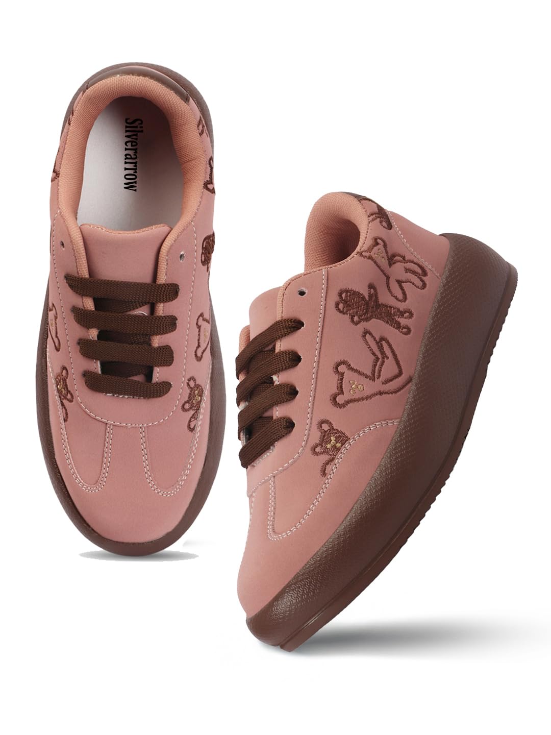 Womens Xenia Platform Shoes for Women & Girls with Cute Teddy Charm | Lace-Up Casual Walking Shoes | Fashion Comfort Sneakers-image-7