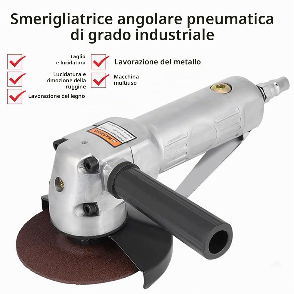 Smerigliatrice Pneumatica Angolare Compressa Professionale, Ad Aria Compressa, 18pcs, 11000rpm con Carta vetrata legata a filo da 5 pollici, per Lucidatura