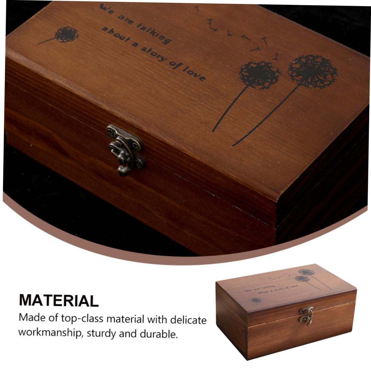 1pieza Caja De Almacenamiento Multifuncional De Madera Para Costura Organizador Retro De Accesorios Para Hogar Para Hilo y Aguja Diseño Grabado y Cerradura Metálica