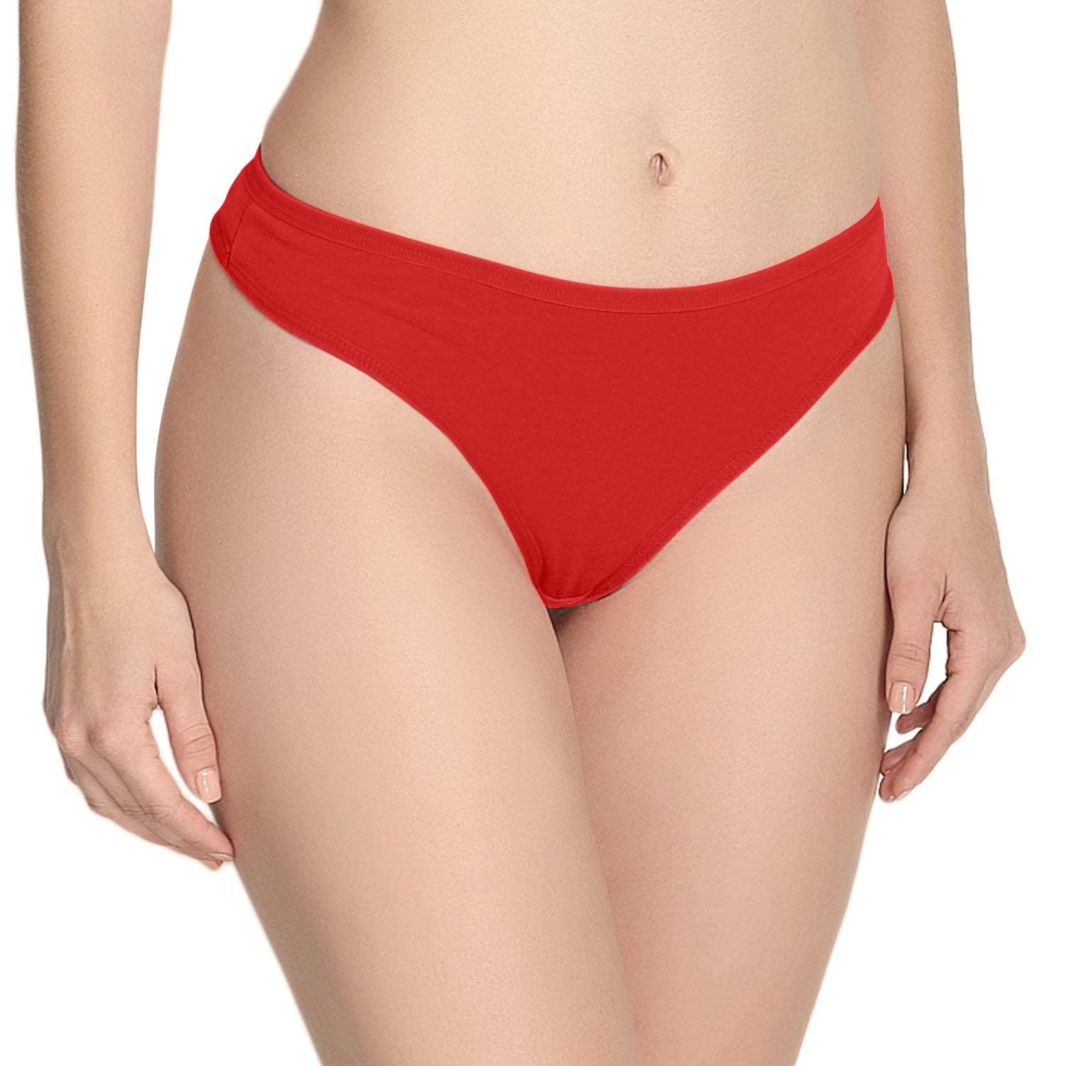 THE BLAZZEWomen's Thong Low Rise Solid G-String Thong Bikini T-String Lingerie Panties Briefs (M, Red)