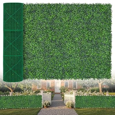Artificial Boxwood Roll,48x120 in(40 sqft) UV-Anti Faux Ivy Grass Wall Backdrop for Balcony Privacy, Fake Grennery Wall Decor for Garden, Patio, Backyard