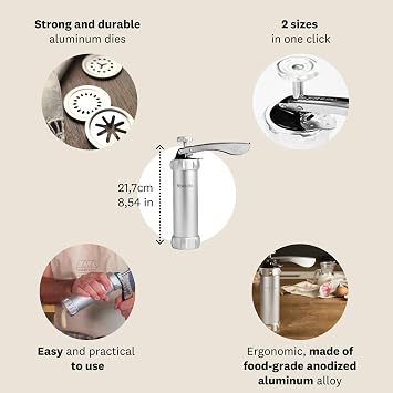 Marcato Manual Maker: Homemade Biscuits Machine Chrome Steel Silver 15.9 x 6 x 21.7 cm
