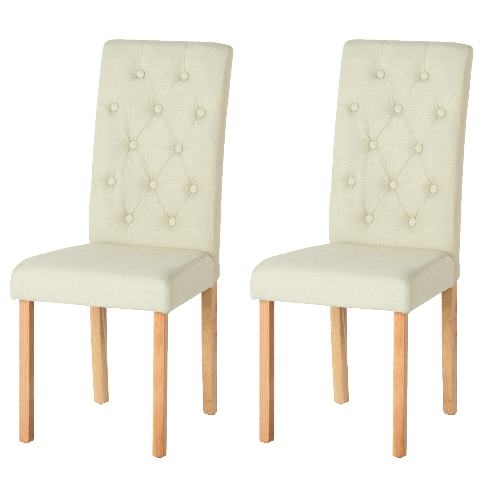 Sillas Nordicas Pack 2, Sillas de Comedor Beige Modernas Sillas de Comedor Madera Sillas de Cocina Beige, Sillas Tapicería de Lino con Respaldo Alto 55 cm