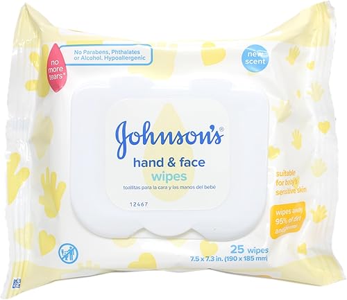 Johnson's - Toallitas para manos y cara, 25 unidades (paquete de 6)