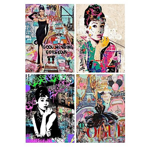 SHEGZHUC 4 Pezzi Diamond Painting Audrey Hepburn