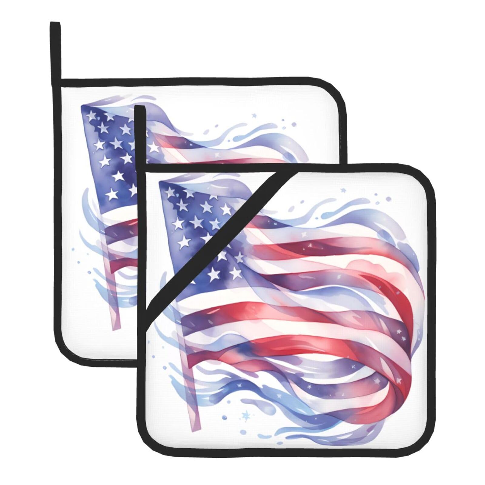 American flag Square Heat Resistant Trivet Set Thick and Durable for Baking Barbecue Cookware Oven
