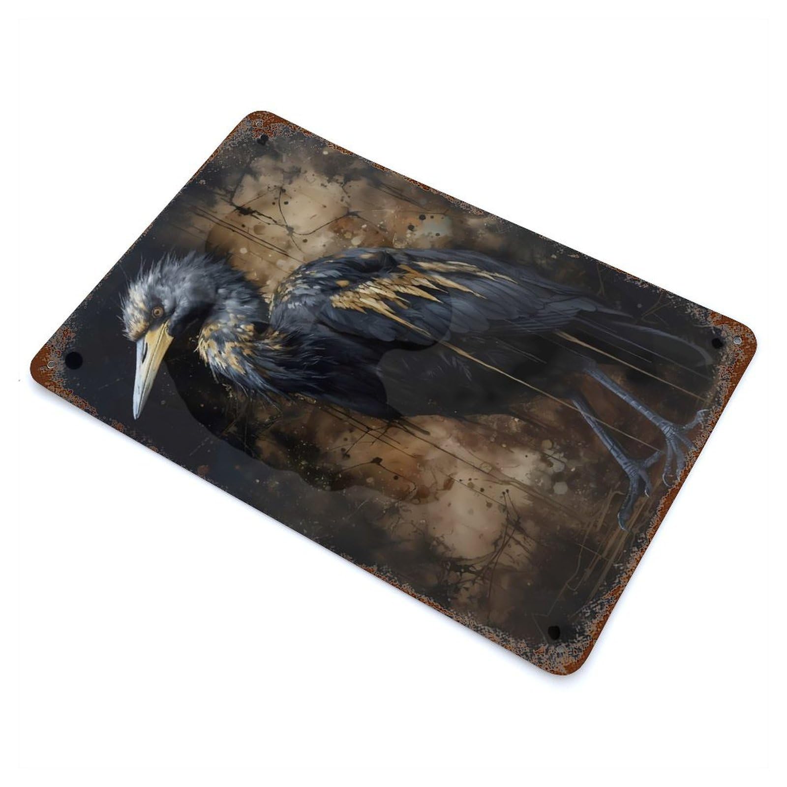 Vintage Rust Metal Sign Crane Bird Adorable 11.8"x7.9", Decorative Metal Wall Art for Basement, Hobby Room And Garage Decor
