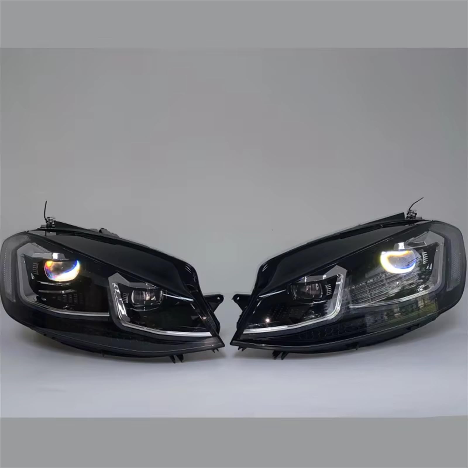 Faro Anteriore Gruppo Gruppo Faro Per Auto Modificato Con 7,5 LED Streamer Per Golf 7 2018 2019 2020 2021 Set Di Fari(Silver line,Left rudder)