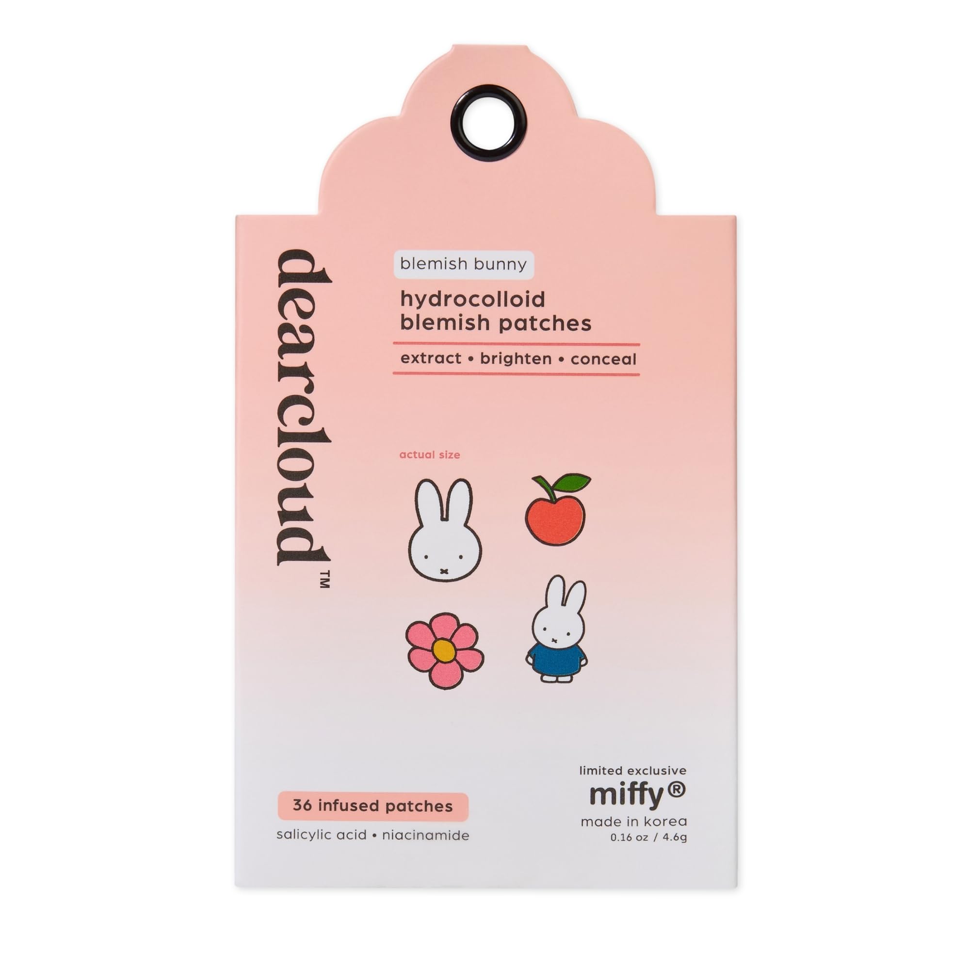 dearcloud Miffy Blemish Bunny Hydrocolloid Blemish Patches, Pimple Patches for Face, Acne Spot Treatment With Niacinamide & Salicylic Acid (36 Count)