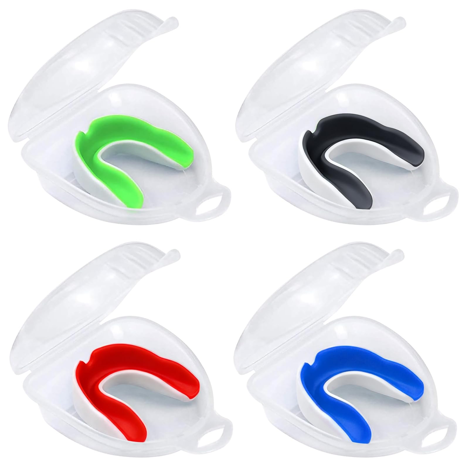 4 Pcs Paradenti Boxe Adulto, Paradenti Sportivo Adulti e Bambini con Portatile Custodia, pParadenti Kick Boxing pParadenti Rugby, per Arti Marziali, Hockey, Arti Marziali Miste, Taekwondo