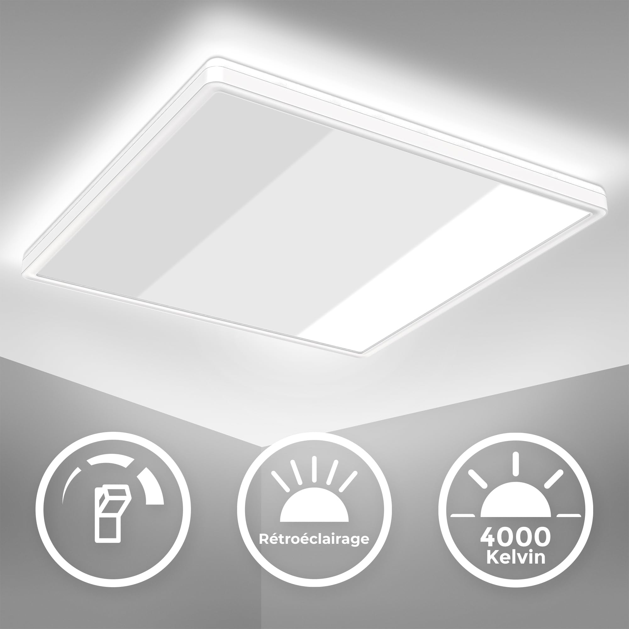 B.K.Licht 22 Watt Panel LED Cuadrado I regulable I ultra plano I luz indirecta I función de memoria I lámpara de techo LED I color de luz blanca neutra I 420x420x29mm I plafon led techo