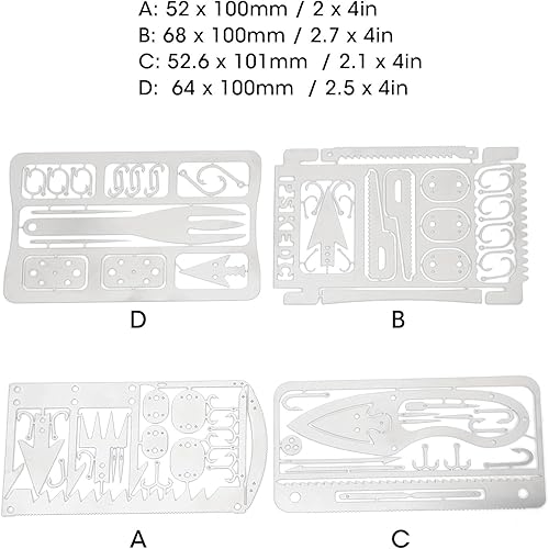 Miniatura 2 de 4 tarjetas de equipo de supervivencia, herramienta multifunción de acero inoxidable, anzuelos de pesca, sierras, kit de supervivencia de caza para