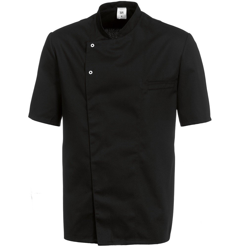 BP Gourmet 1548-400-32 Kochjacke 1/2 Arm - 1/2 Ärmel - 65% Polyester, 35% Baumwolle - Druckknöpfe aus Edelstahl - Standard Passform - Größe: 3XL - Farbe: schwarz
