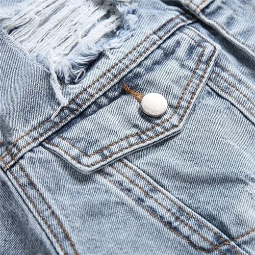 Ripped Slim-Fit Men's Pants Sets Light Blue Long Sleeve Denim Jacket And Jeans 2Pcs Set 5