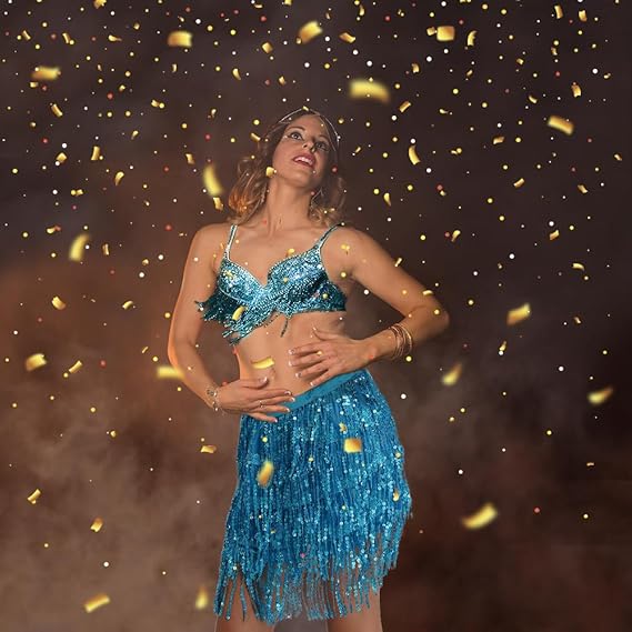 Sequin Tassel Skirt Belly Dance Hip Scarf Wrap Sparkly Tinsel Fringe Skirt Rave Festival Outfit Halloween Costume For Women Glitter Hannah Montana Preppy Cowgirl Disco Sequence Shimmer Cloth Red 110 - View #8
