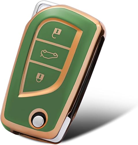 WORCAS Funda compatible con llavero Toyota con patrón dorado de TPU suave de protección de 360 grados para llave inteligente Fortuner Tundra Camry