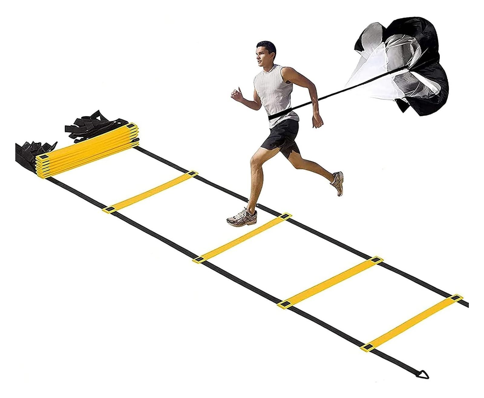 Drabina do treningu spadochronowego Speed ​​Agility, stożki, kołki, torba, pasek, opaska na ramię