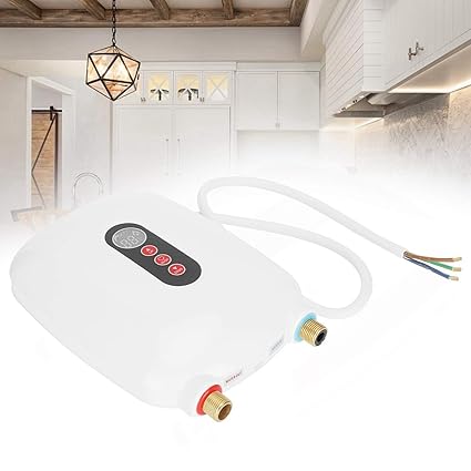 6500W Instant Heater, Tankless Hot Water Heater Bathroom Supplies Water Heating Device Tankless Water Heater Electric with LED Screen for Bathroomkitchen(White, Pink)'